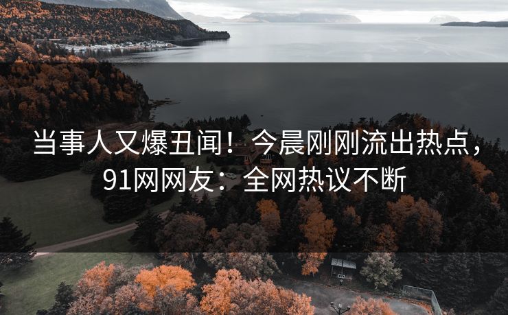 当事人又爆丑闻！今晨刚刚流出热点，91网网友：全网热议不断