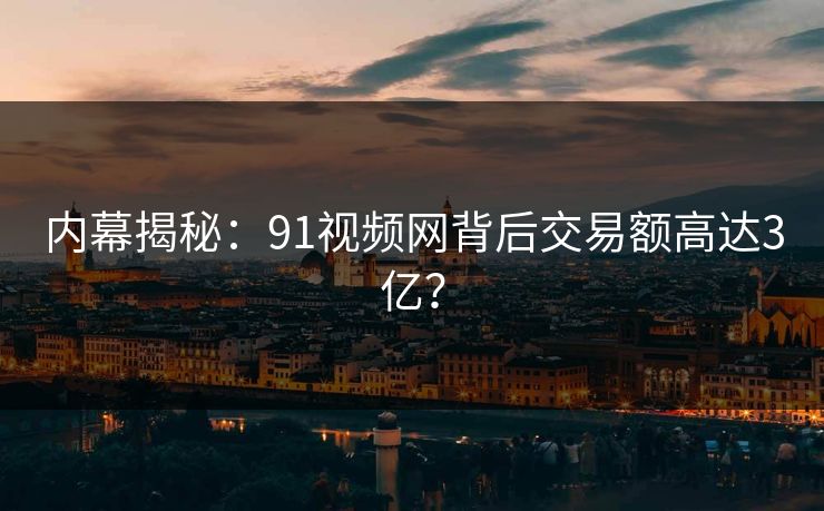 内幕揭秘：91视频网背后交易额高达3亿？