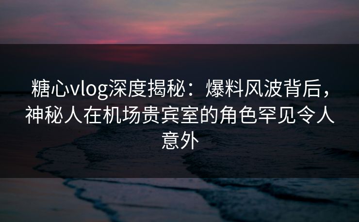 糖心vlog深度揭秘：爆料风波背后，神秘人在机场贵宾室的角色罕见令人意外