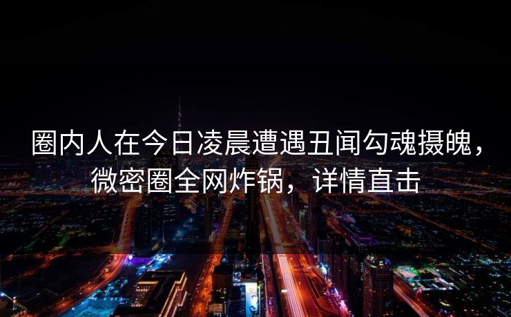 圈内人在今日凌晨遭遇丑闻勾魂摄魄，微密圈全网炸锅，详情直击