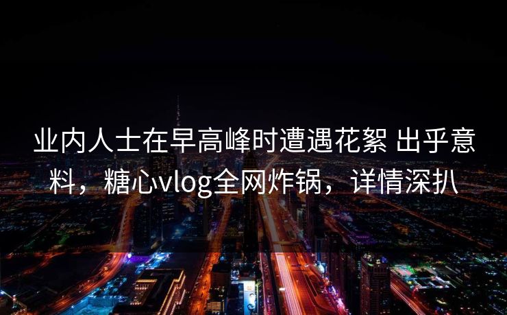 业内人士在早高峰时遭遇花絮 出乎意料，糖心vlog全网炸锅，详情深扒