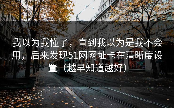 我以为我懂了，直到我以为是我不会用，后来发现51网网址卡在清晰度设置（越早知道越好）