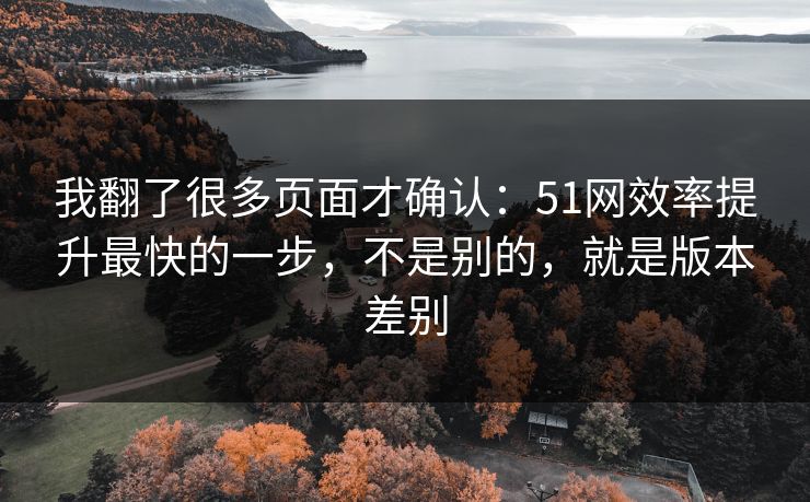 详细阅读:我翻了很多页面才确认:51网效率提升最快的一步,不是别的,就是版本差别 我翻了很多页面才确认:51网效率提升最快的一步,不是别的,就是版本差别